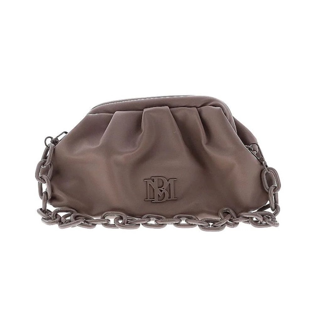 Badgley Mischka Ruched Vegan Leather Clutch / Shoulder convertible bag NWT - Picture 3 of 6